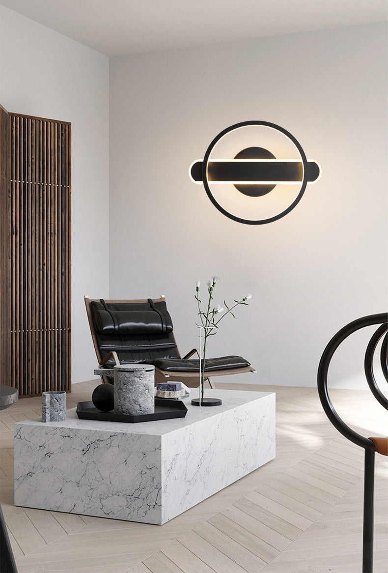 1 lumière du cercle de cercle Light Light Metal Mur de style moderne pour le chevet de l'hôtel