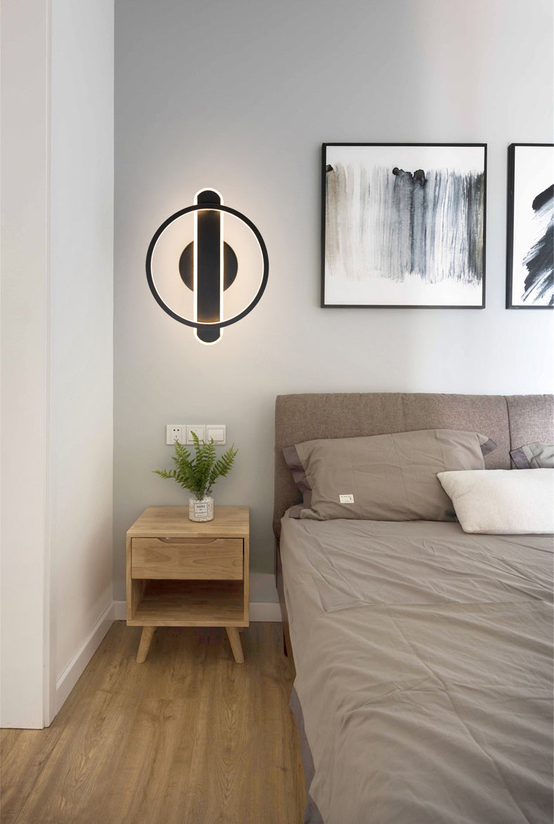 1 lumière du cercle de cercle Light Light Metal Mur de style moderne pour le chevet de l'hôtel