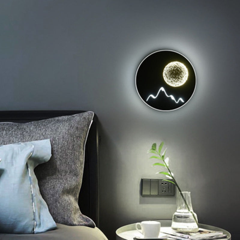 LED BEDBADE Decoratie Wandbevestiging Lamp Cirkelvorm Lunar Eclipse Wandverlichting