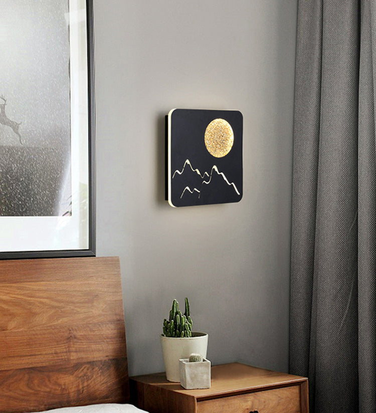 LED BEDBADE Decoratie Wandbevestiging Lamp Cirkelvorm Lunar Eclipse Wandverlichting