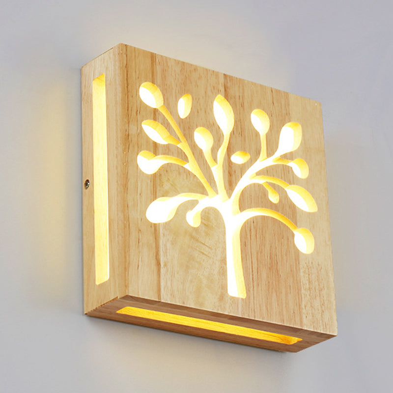Creative Nordic Wall Sconce Chinese Wooden Acrylic Shade Wall Lamp for Bedside Corridor