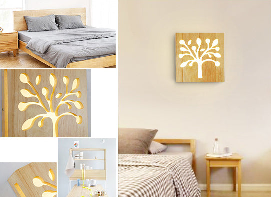Creative Nordic Wall Sconce Chinese Wooden Acrylic Shade Wall Lamp for Bedside Corridor