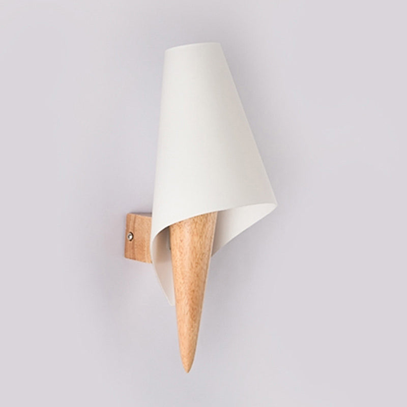 Creative Wooden Wall Lamp 1 Head Glass Shade Wall Sconce for Corridor Bedroom