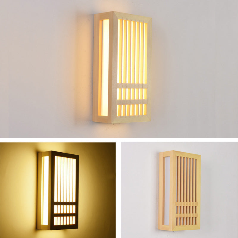Missie stijl muur gemonteerd licht natuurlijk eiken rechthoekige sconce licht voor woonkamer