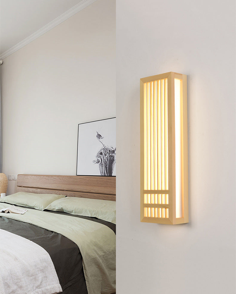 Missie stijl muur gemonteerd licht natuurlijk eiken rechthoekige sconce licht voor woonkamer