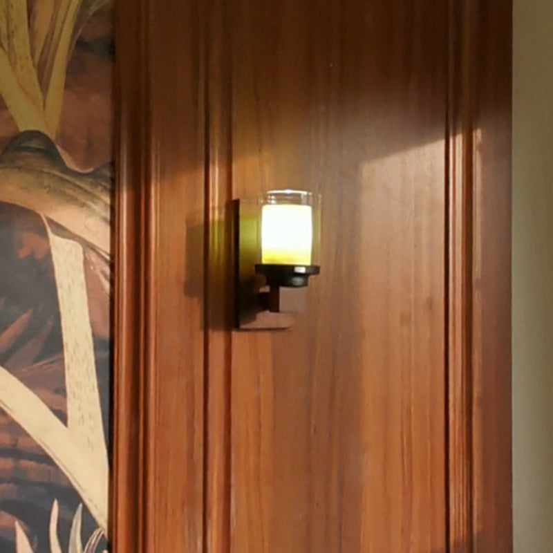Aplique de pared americano vintage para sala de estar, 1 luz, aplique de pared de madera para pasillo