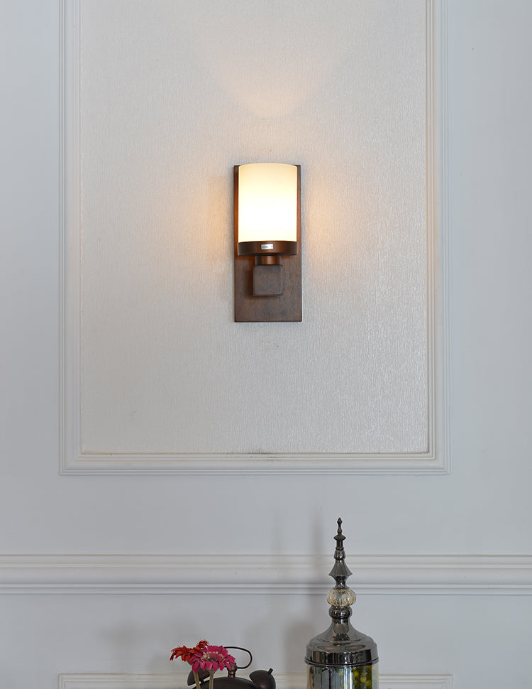 Aplique de pared americano vintage para sala de estar, 1 luz, aplique de pared de madera para pasillo