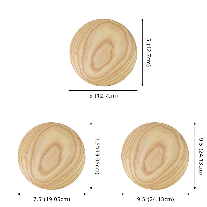Atmosphere Circle Shape Wall Sconce Light Natural Oak LED Wall Lighting for Bedroom