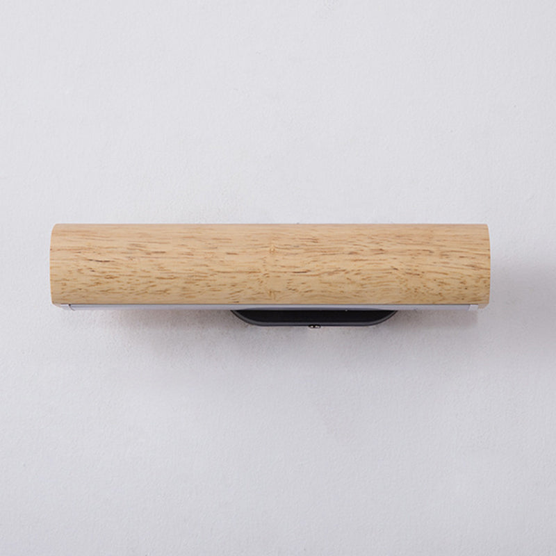 Lampada da parete a LED con testa orientabile in legno per illuminazione a cilindro per camera da letto