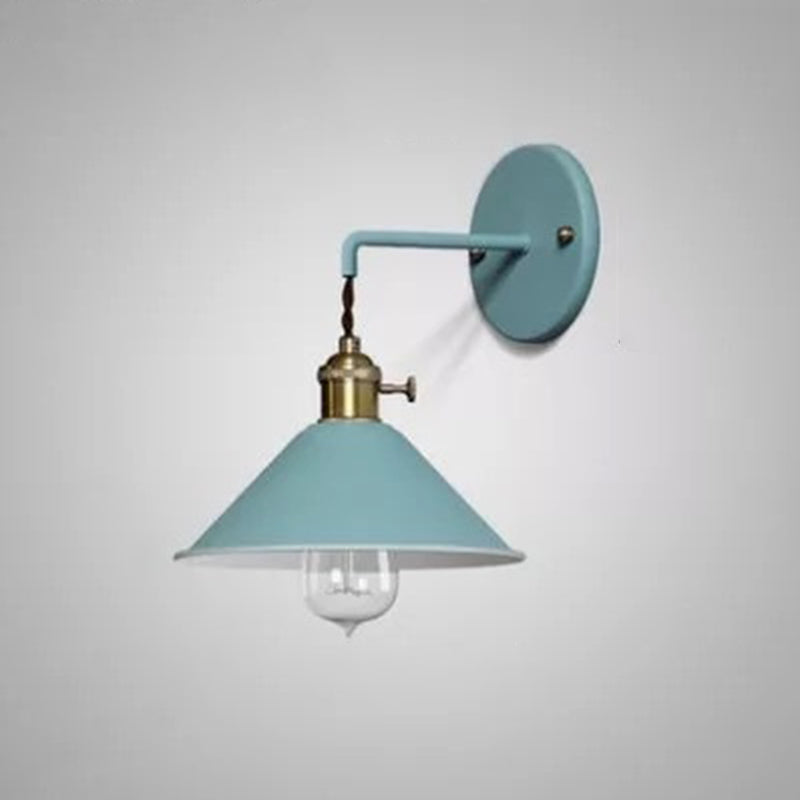 Colorful Metal Wall Mount Lamp Macaroon Style Single Light Sconce for Bedroom