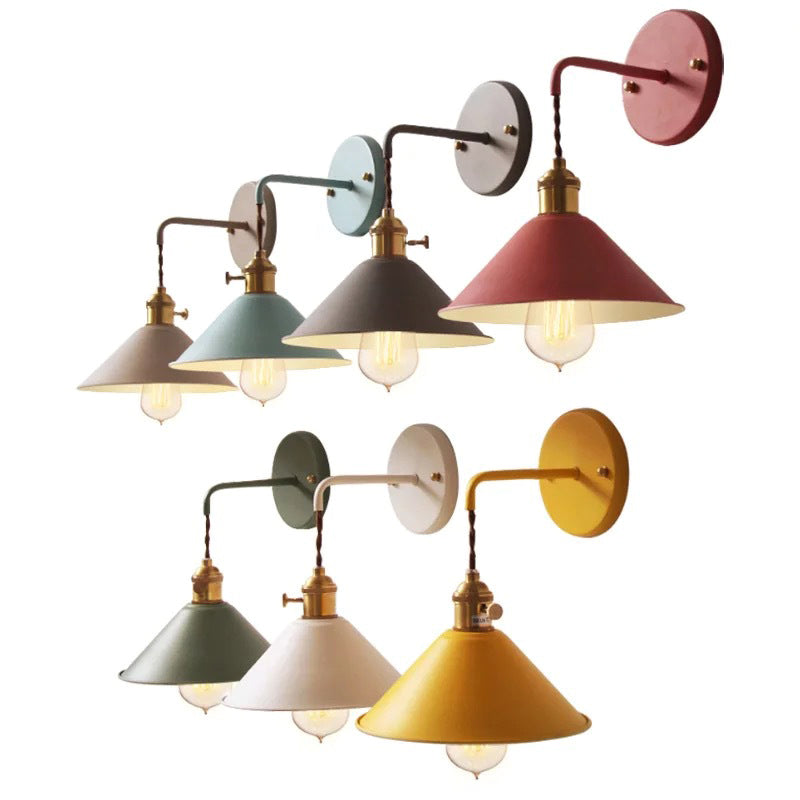Colorful Metal Wall Mount Lamp Macaroon Style Single Light Sconce for Bedroom