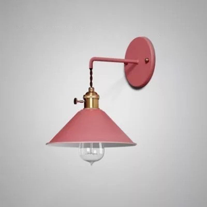 Colorful Metal Wall Mount Lamp Macaroon Style Single Light Sconce for Bedroom