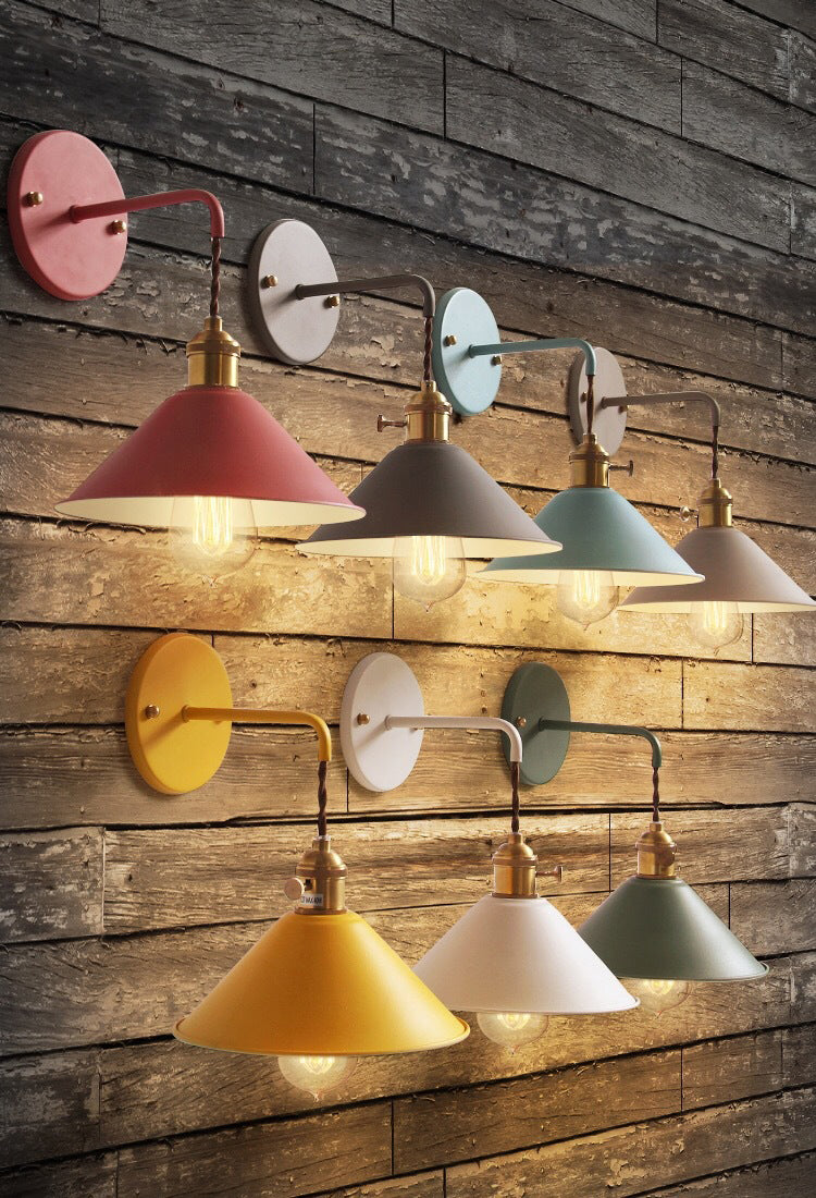 Colorful Metal Wall Mount Lamp Macaroon Style Single Light Sconce for Bedroom