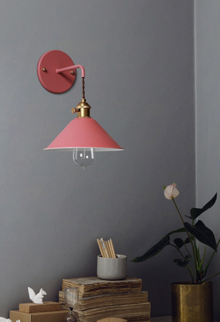 Colorful Metal Wall Mount Lamp Macaroon Style Single Light Sconce for Bedroom