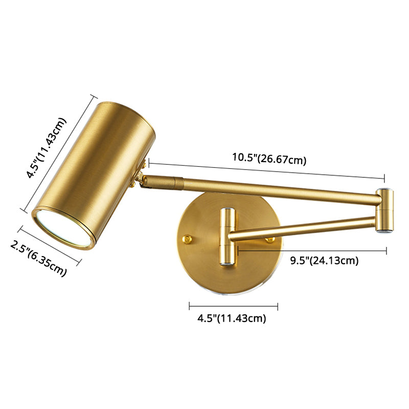 Swing Arm Metal Wall Sconce Light Nordic Cylinder Shade Sconce Light for Bedroom