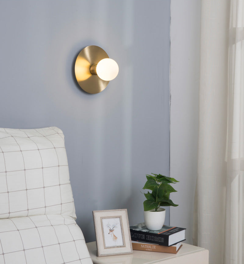 Luz nórdica de montaje de pared posmoderna 1 luz de metal de disco redondo de luz para la cama para la cama