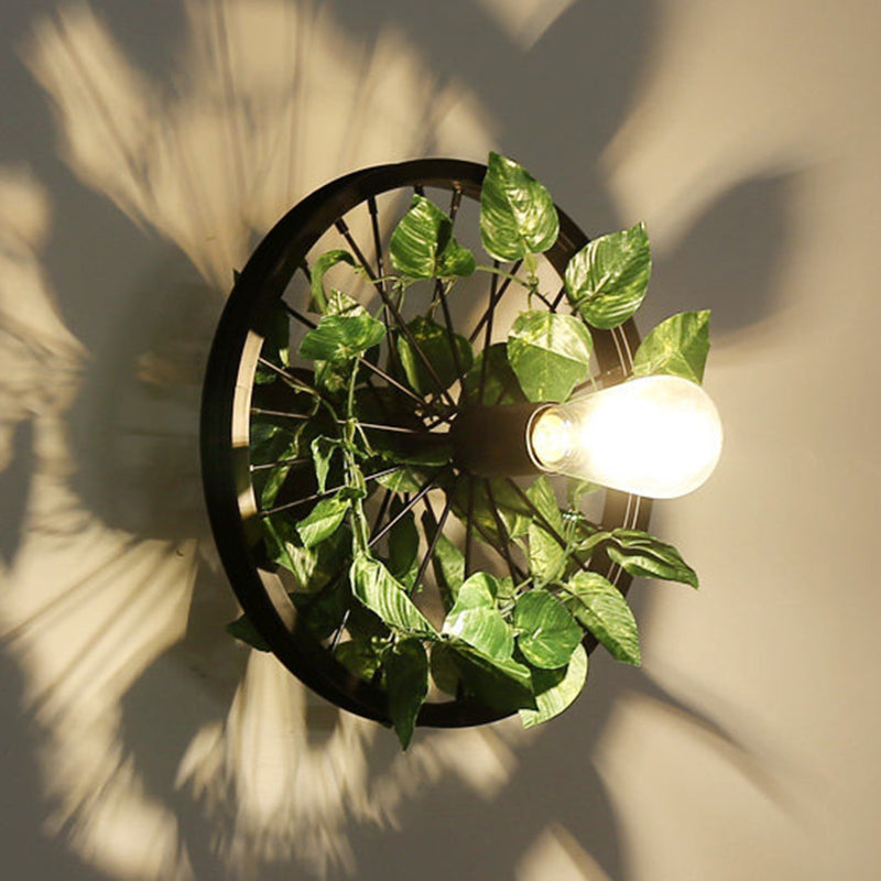 Plant Flower Wall Mount Light Metal Wheel Wall Mounted Light Fixture for Restaurant