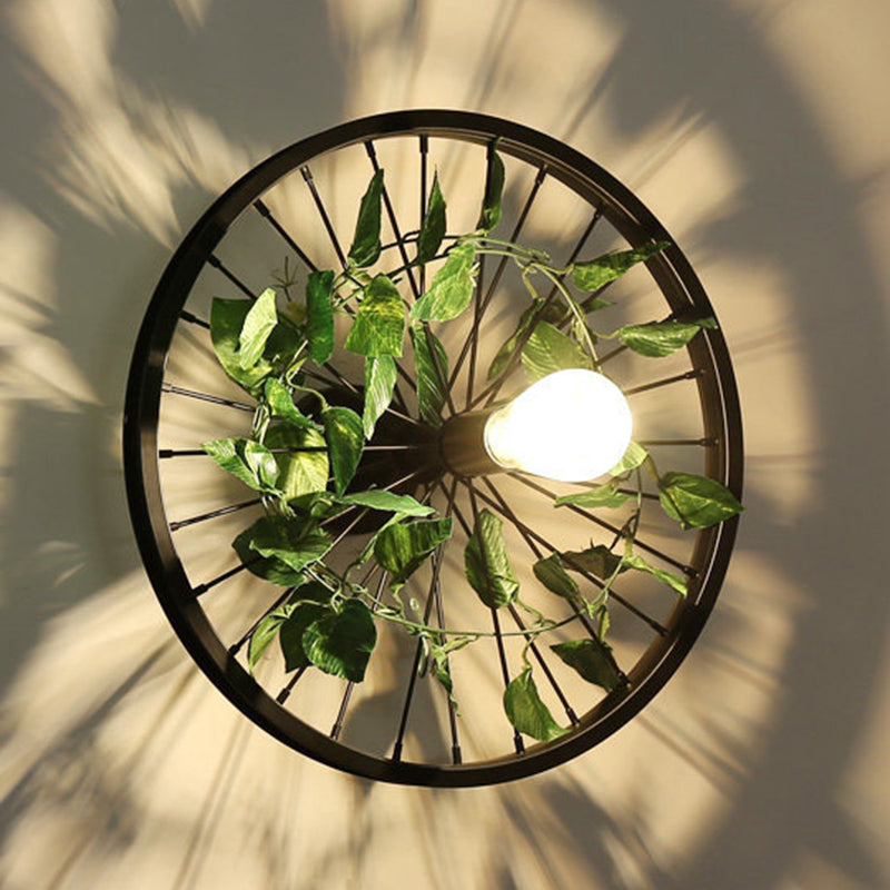 Plant Flower Wall Mount Light Metal Wheel Wall Mounted Light Fixture for Restaurant