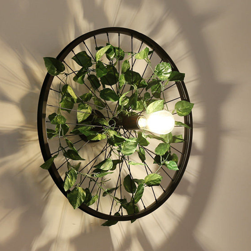 Plant Flower Wall Mount Light Metal Wheel Wall Mounted Light Fixture for Restaurant