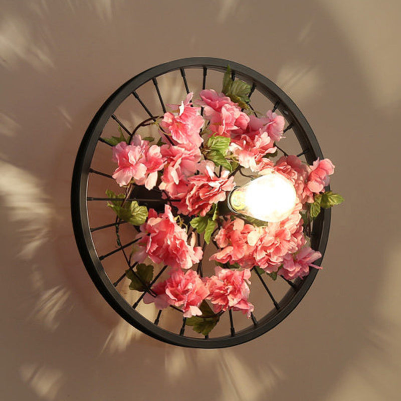 Plant Flower Wall Mount Light Metal Wheel Wall Mounted Light Fixture for Restaurant