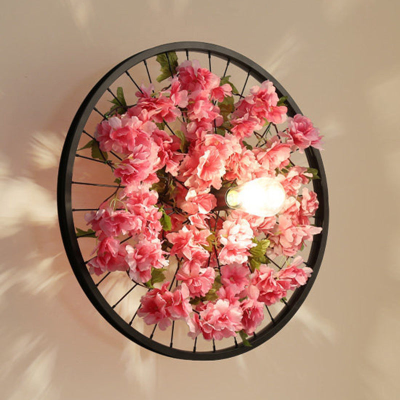Plant Flower Wall Mount Light Metal Wheel Wall Mounted Light Fixture for Restaurant