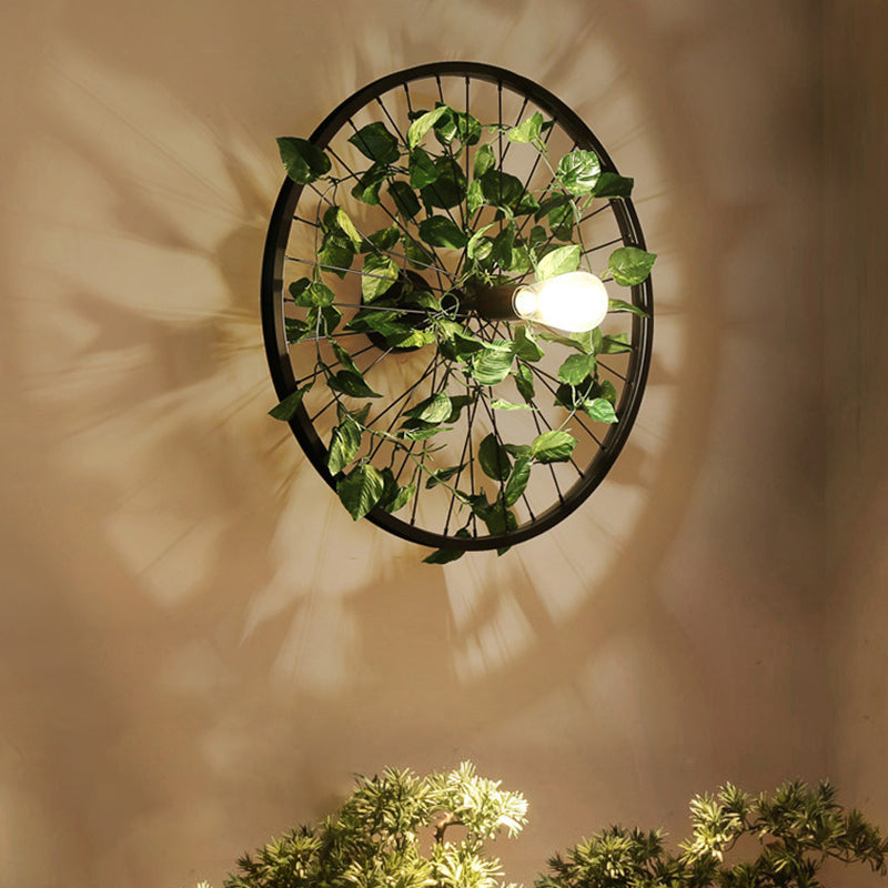 Plant Flower Wall Mount Light Metal Wheel Wall Mounted Light Fixture for Restaurant