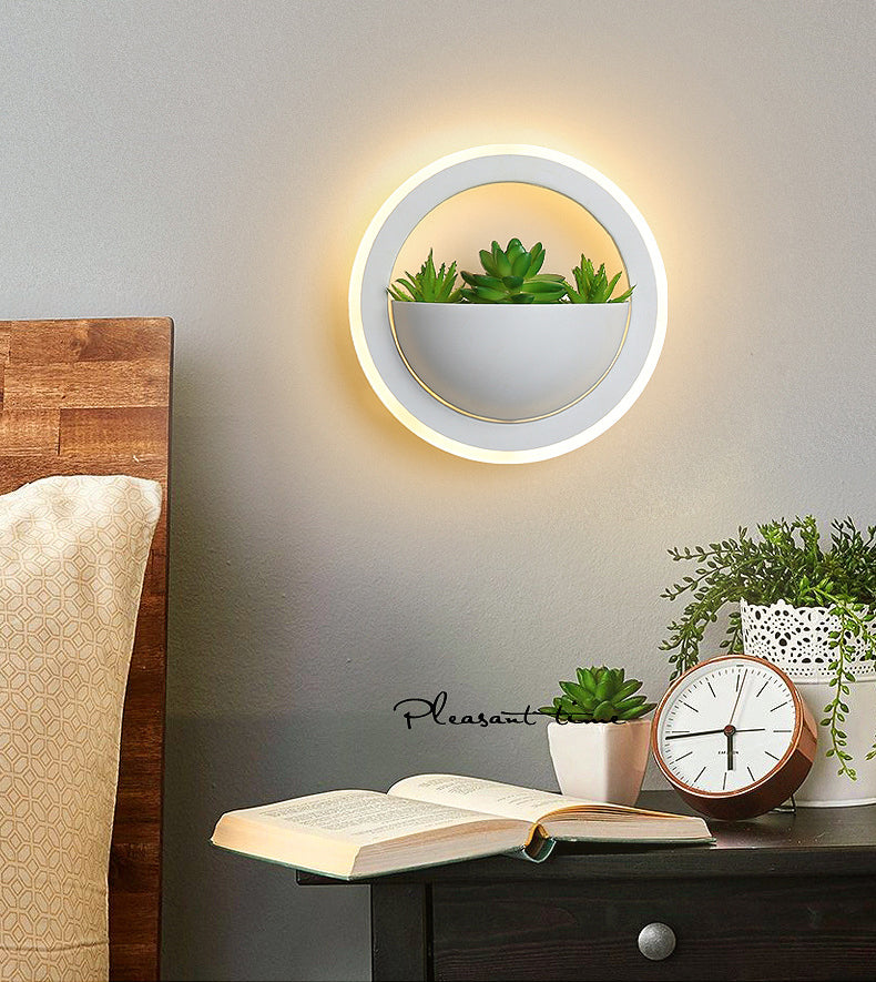 Nordic LED Wall Mounted Light Creative Green Plant Wall Lamp for Corridor