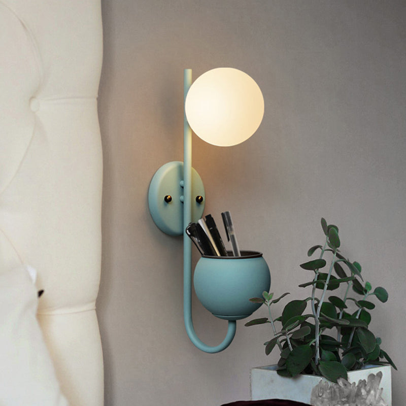 Nordic Refreshing Style Plant Wall Lamp 1 Light Ball Shade Sconce Light for Living Room