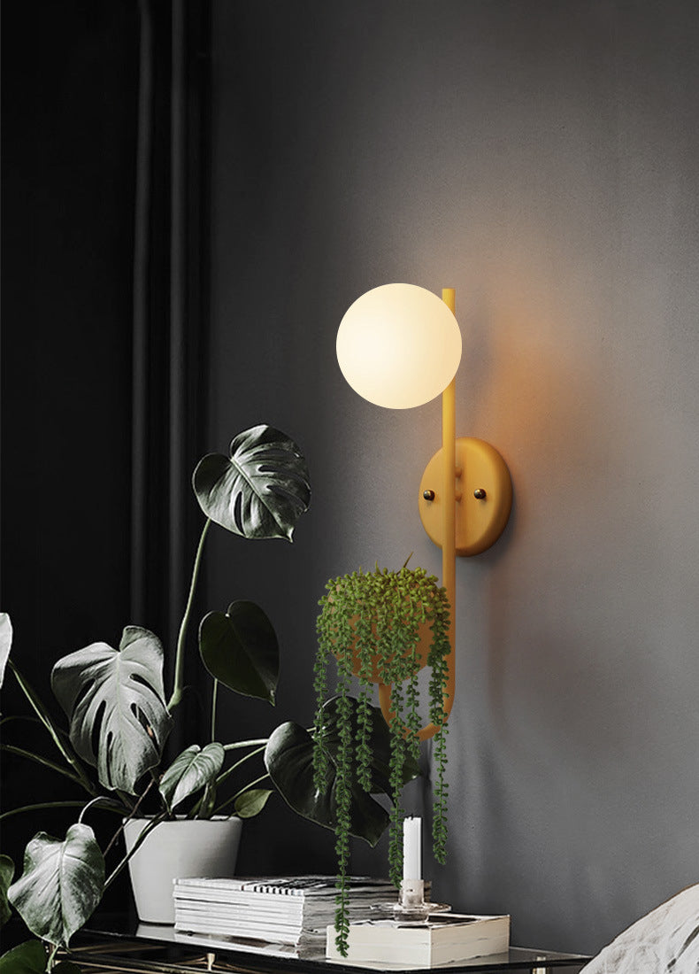 Nordic Refreshing Style Plant Wall Lamp 1 Light Ball Shade Sconce Light for Living Room