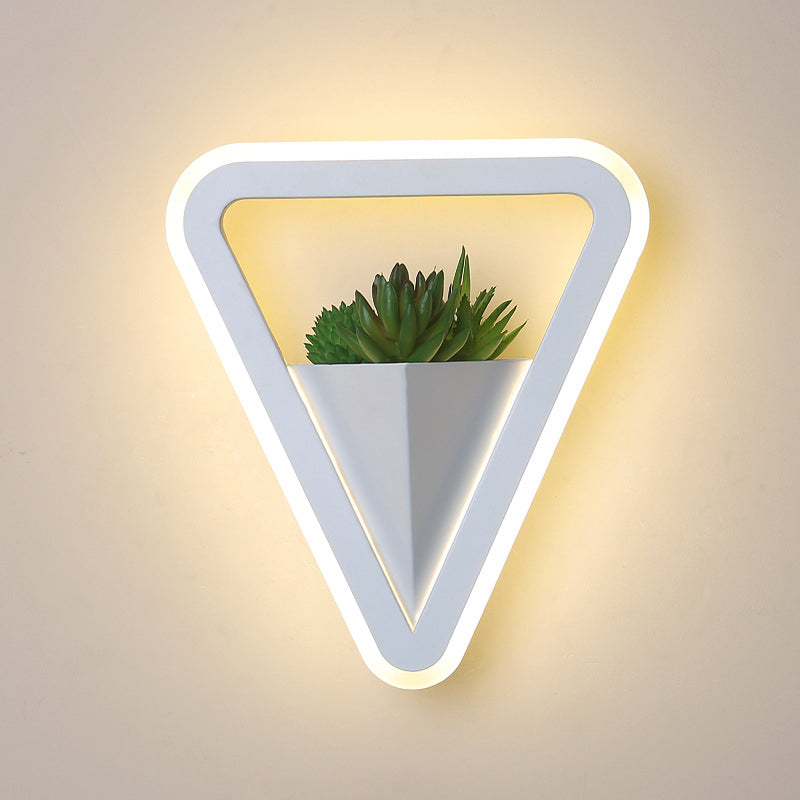 LED Triangle Shape Wall Mount Lamp Acrylic Shade Contemporary Plant Sconces for Living