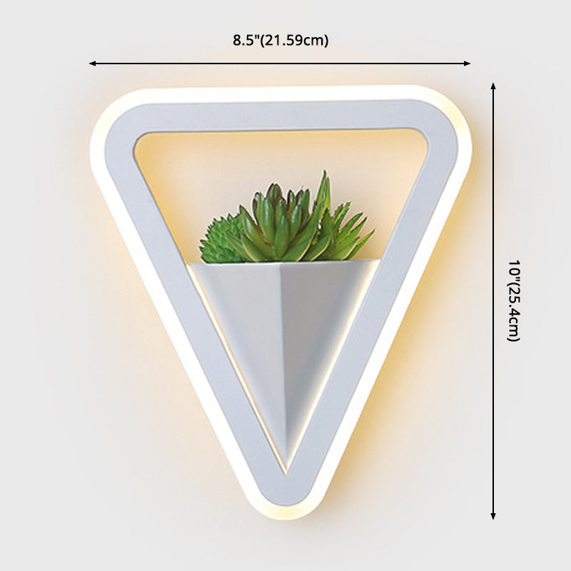 LED Triangle Shape Wall Mount Lamp Acrylic Shade Contemporary Plant Sconces for Living