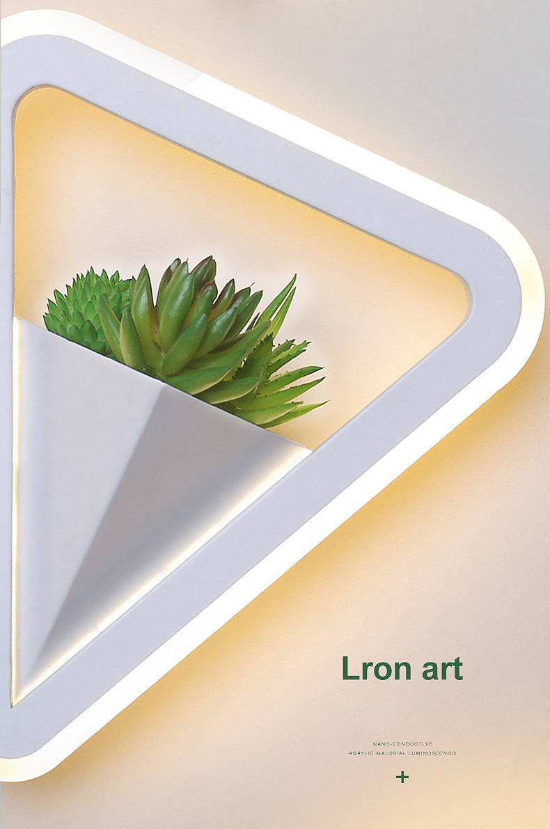 LED Triangle Shape Wall Mount Lamp Acrylic Shade Contemporary Plant Sconces for Living