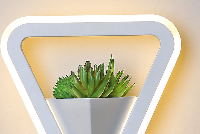 LED Triangle Shape Wall Mount Lamp Acrylic Shade Contemporary Plant Sconces for Living