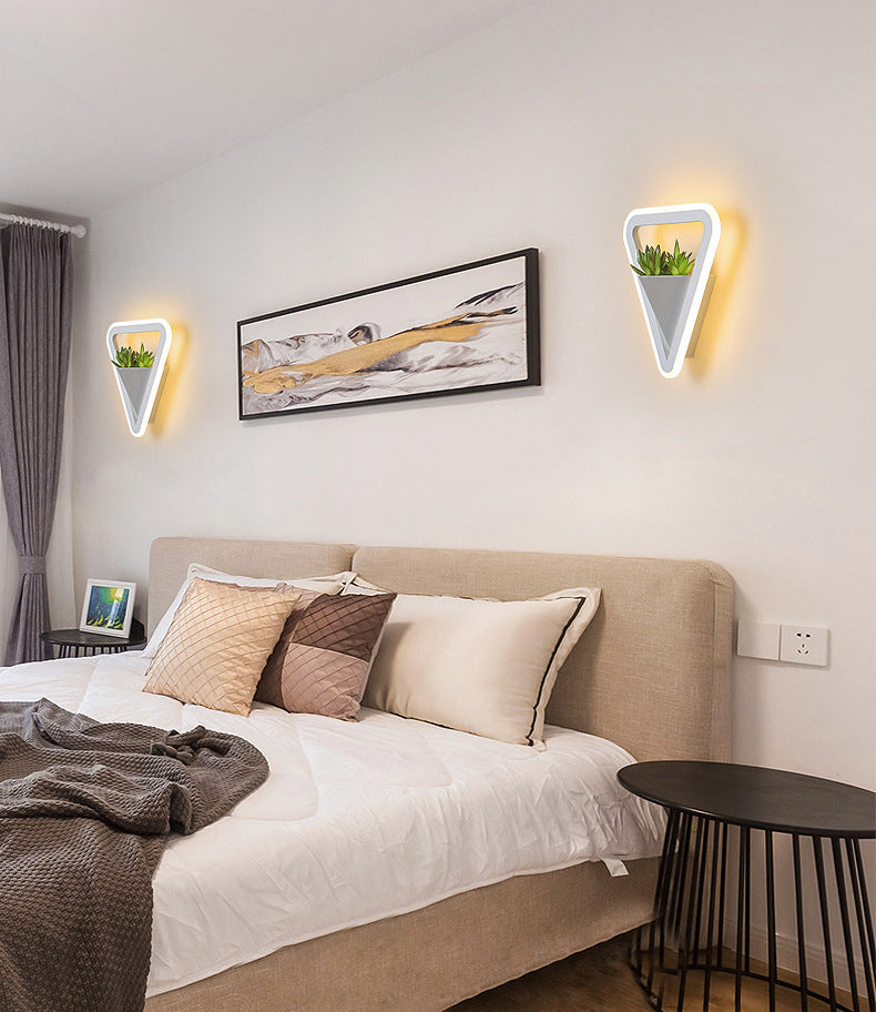 LED Triangle Shape Wall Mount Lamp Acrylic Shade Contemporary Plant Sconces for Living