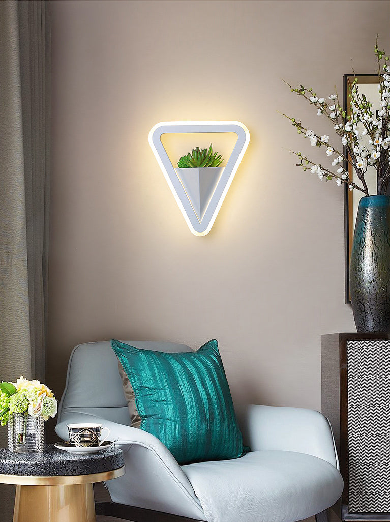 LED Triangle Shape Wall Mount Lamp Acrylic Shade Contemporary Plant Sconces for Living