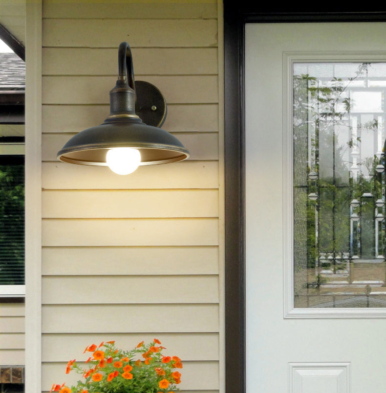 Industrial Outdoor Sconce Lighting Bran Shade Down Lighting Wall Mount Light