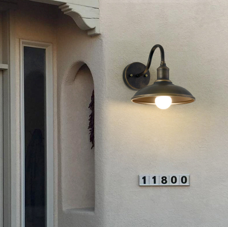 Industrial Outdoor Sconce Lighting Bran Shade Down Lighting Wall Mount Light