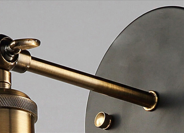 Industrial 1 Light Wall Sconce Aged Brass Arm Wall lighting in Pure Glass Barn Shade