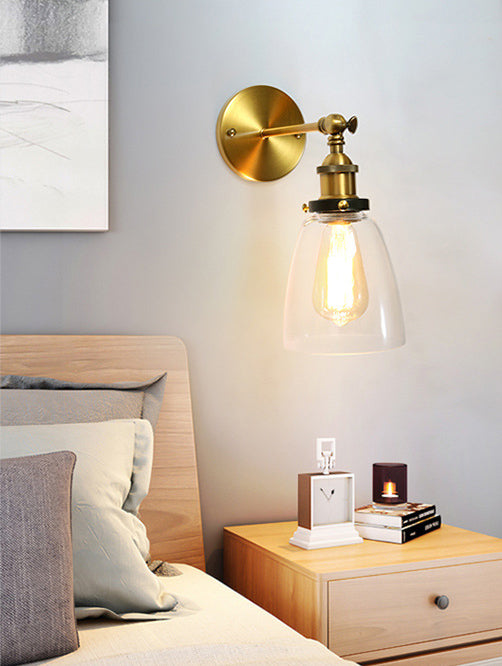 Luz de sombra de vidrio de metal con iluminación de pared de estilo vintage americano