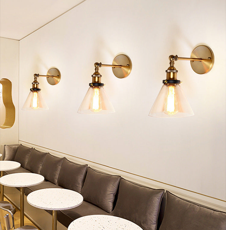 Amerikanischer Vintage -Stil Wandbeleuchtung Metall Armglas Schattenleuchte für daneben