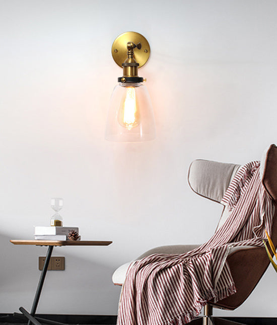 Amerikanischer Vintage -Stil Wandbeleuchtung Metall Armglas Schattenleuchte für daneben