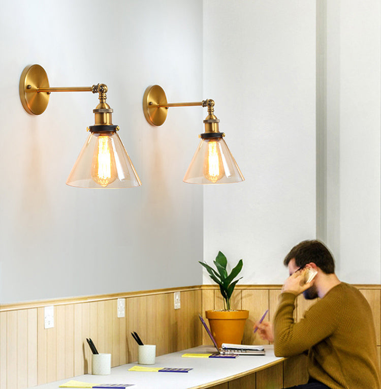 Amerikanischer Vintage -Stil Wandbeleuchtung Metall Armglas Schattenleuchte für daneben