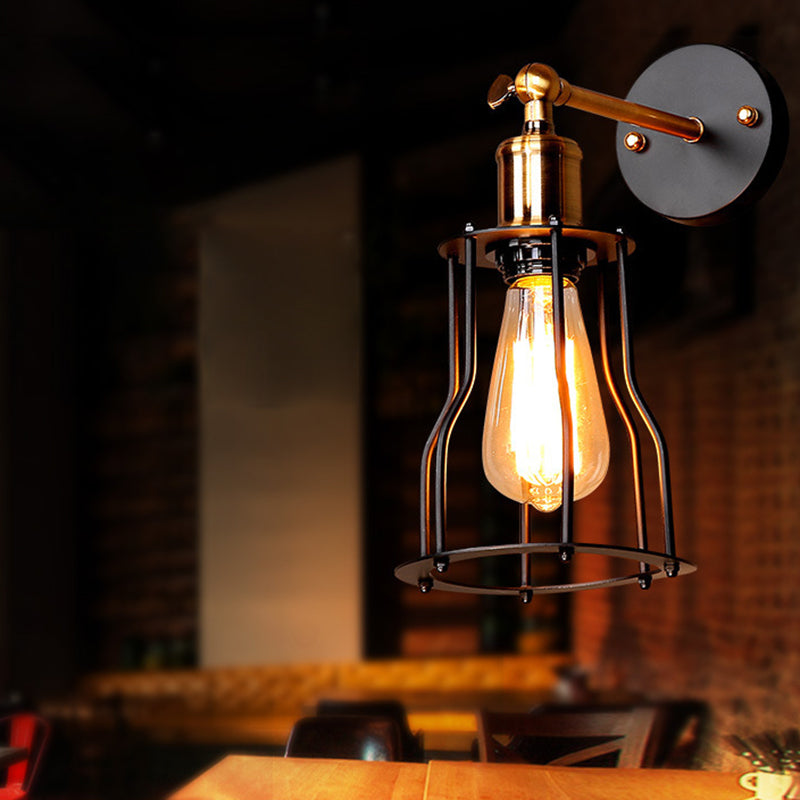Innen- oder Outdoor -Wandleuchte Vintage Industrial Wall Light im Metallkäfig