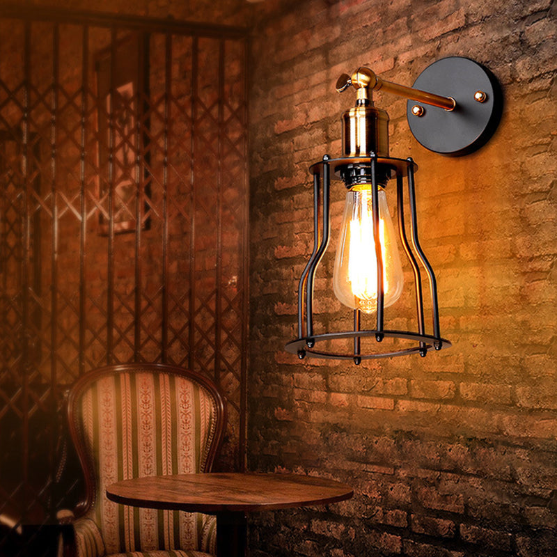 Innen- oder Outdoor -Wandleuchte Vintage Industrial Wall Light im Metallkäfig