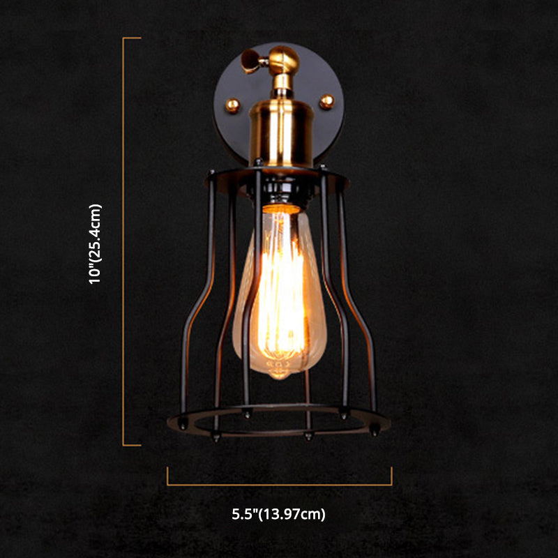 Innen- oder Outdoor -Wandleuchte Vintage Industrial Wall Light im Metallkäfig