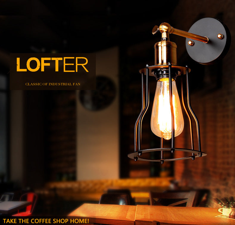 Innen- oder Outdoor -Wandleuchte Vintage Industrial Wall Light im Metallkäfig
