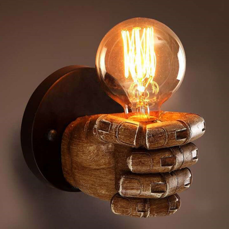 Art Decorative Wall Sconce Light Bare Bulb Fist Shape Wall Lighting for Bar Coffee Shop