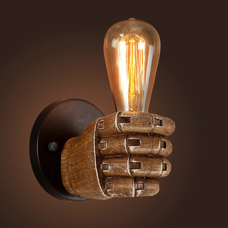 Art Decorative Wall Sconce Light Bare Bulb Fist Shape Wall Lighting for Bar Coffee Shop
