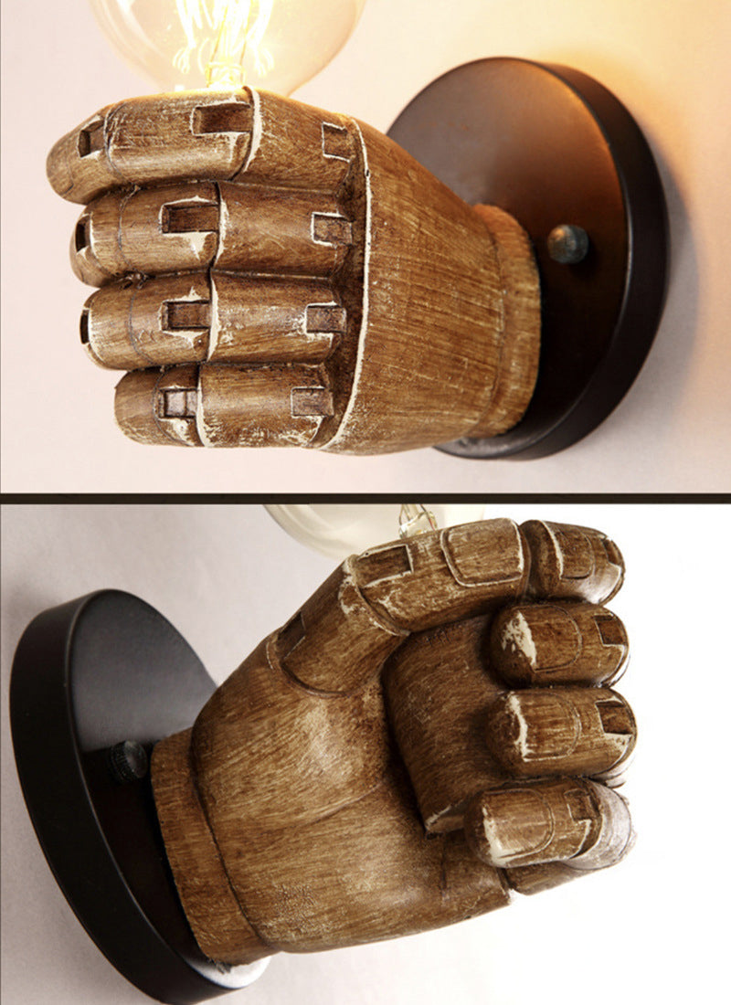 Art Decorative Wall Sconce Light Bare Bulb Fist Shape Wall Lighting for Bar Coffee Shop