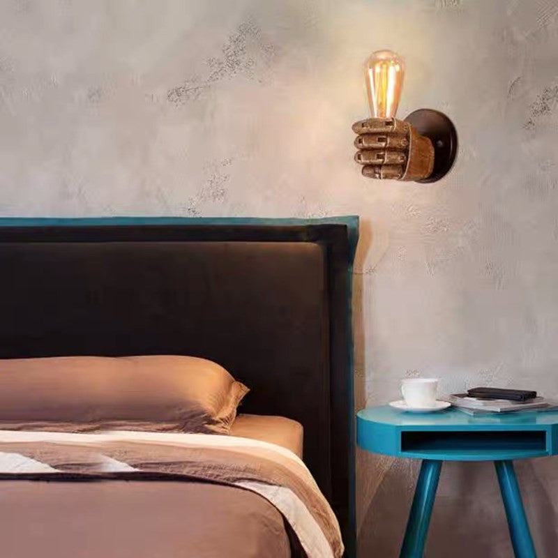 Art Decorative Wall Sconce Light Bare Bulb Fist Shape Wall Lighting for Bar Coffee Shop